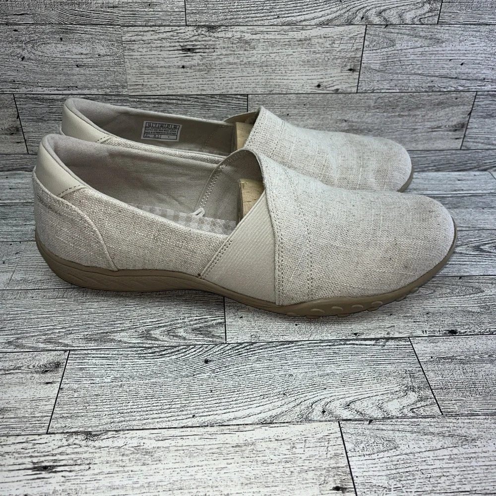 Skechers Breathe‎ Easy Swayful Beige Fabric Comfort Shoes 100384 Women Size 10